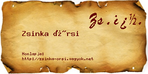 Zsinka Örsi névjegykártya